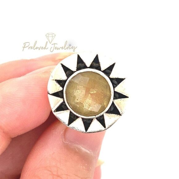 Sterling Silver 925 Yellow Stone Ring - Picture 2 of 8